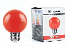 Белт-лайт Лампа E27 G60 3W красная Матовая Feron LB-371