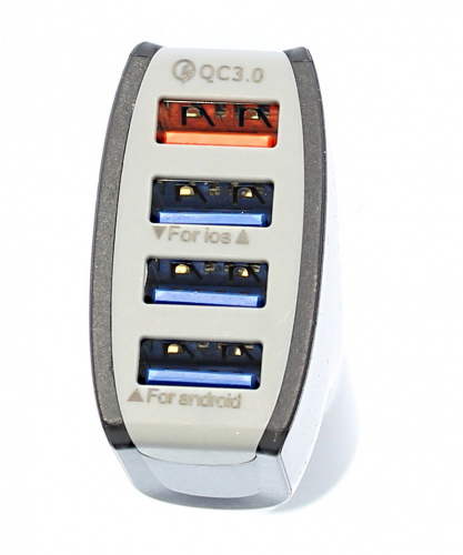 БП авто вх.12v, вых. 4 x USB (2,1А+1А+1А+1А) (Quick Charge  Qualcomm) (ДАК) фото 3
